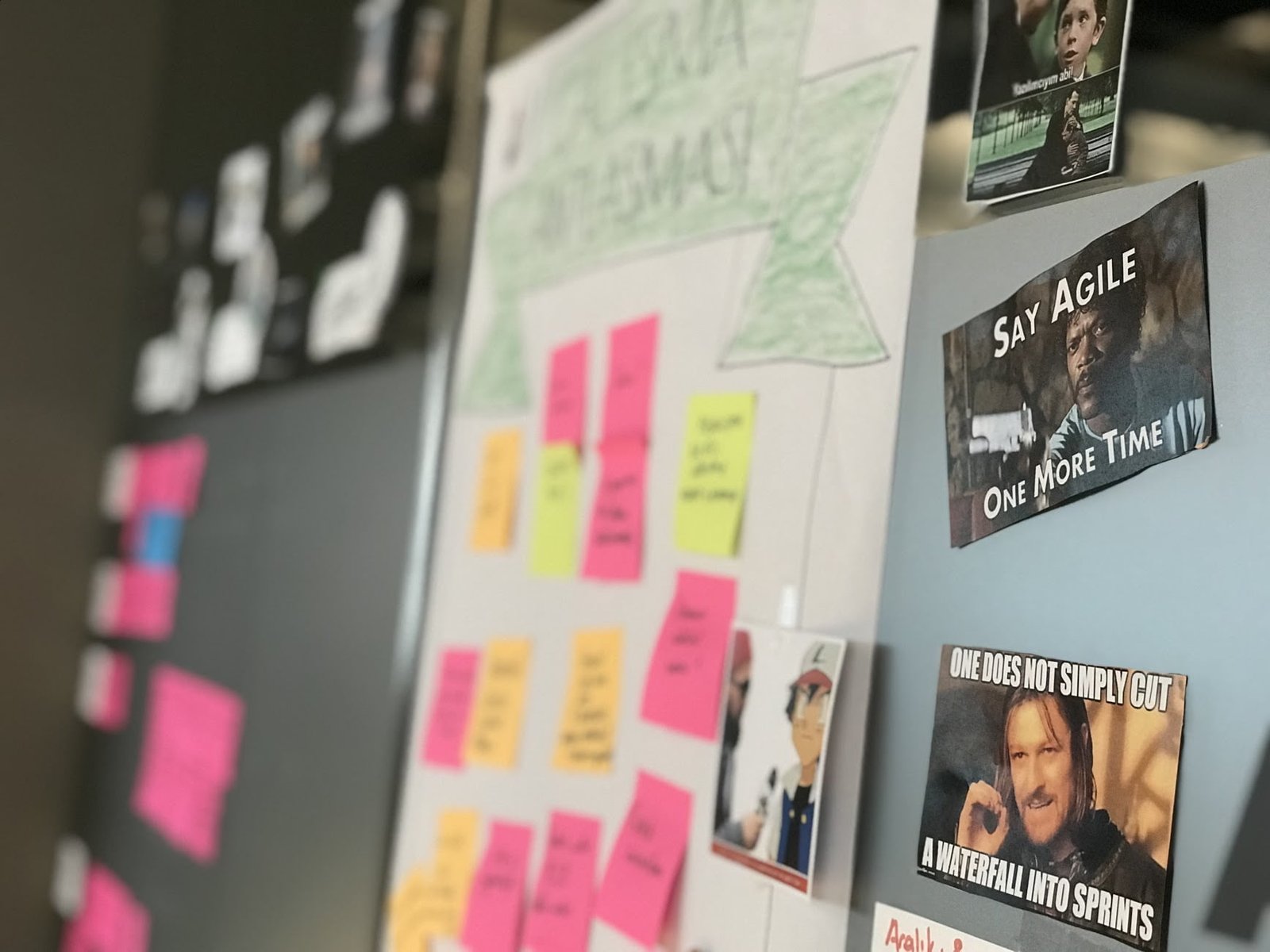 Some post-its on the wall.