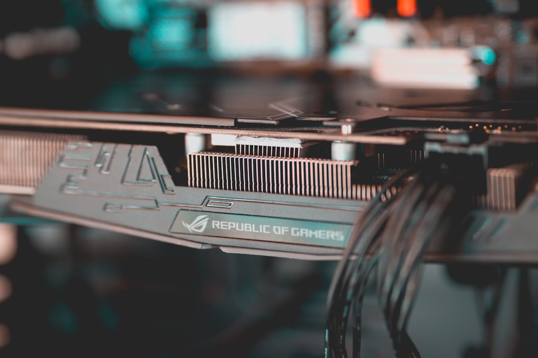 Close-up of GPU and server hardware components on a workbench