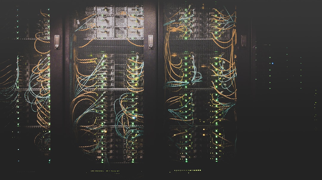 Network cabling inside an on-premises data center rack