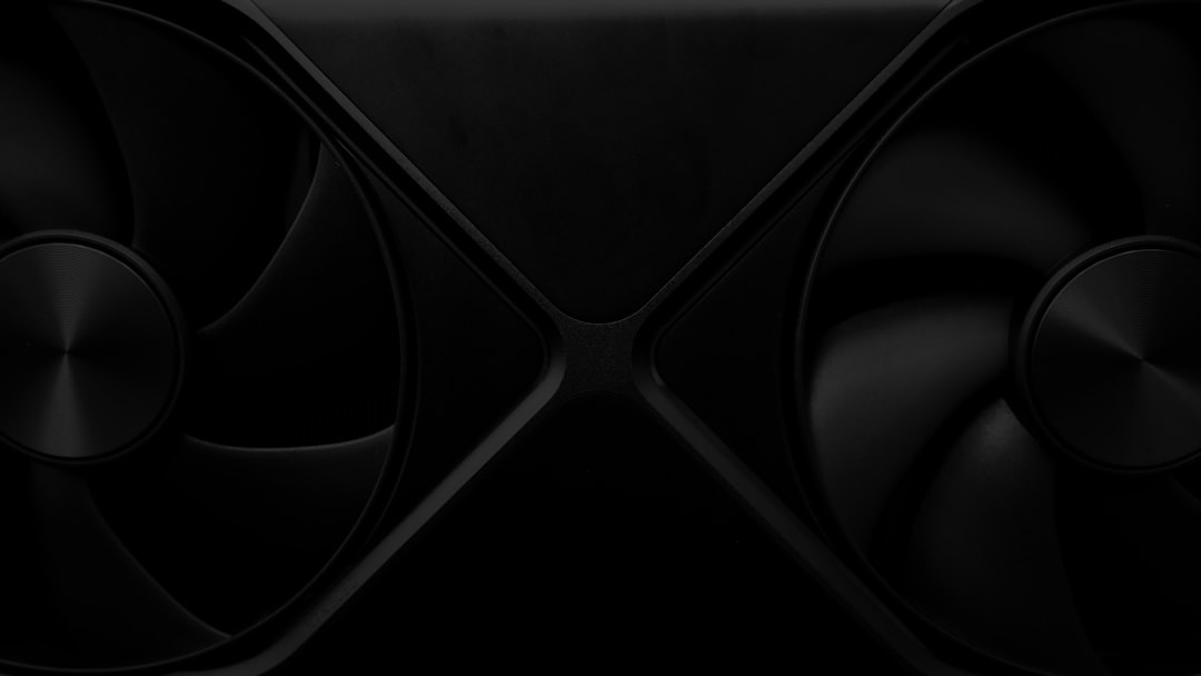 Black graphics card with dual fans for high-performance computing