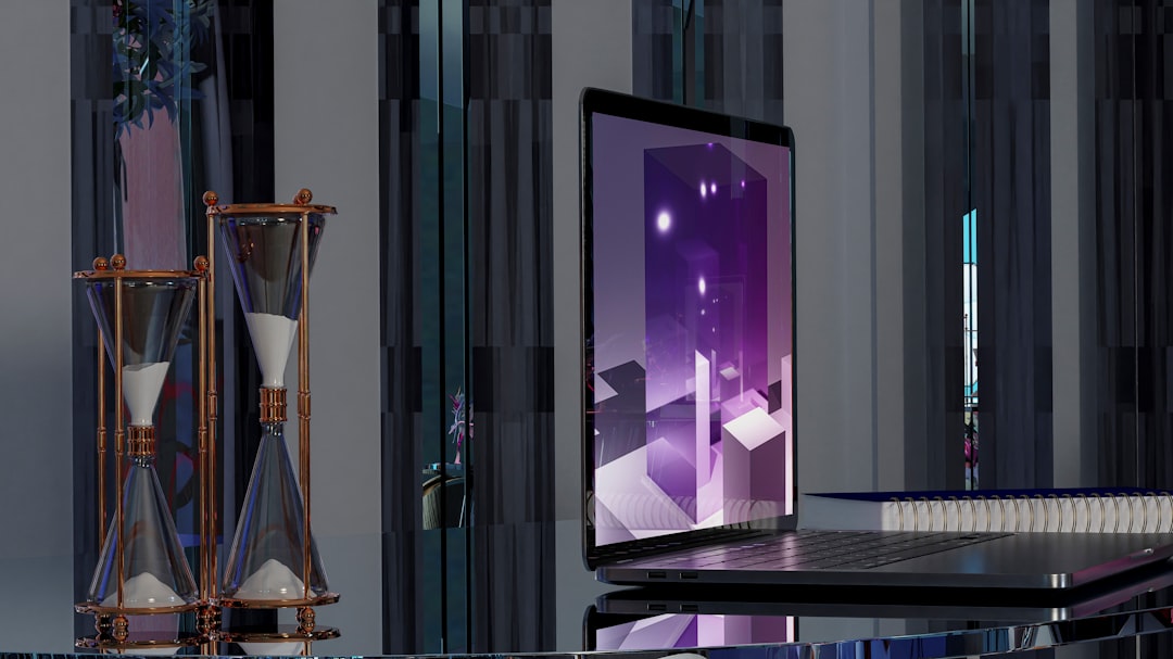 A display of purple light representing technology infrastructure
