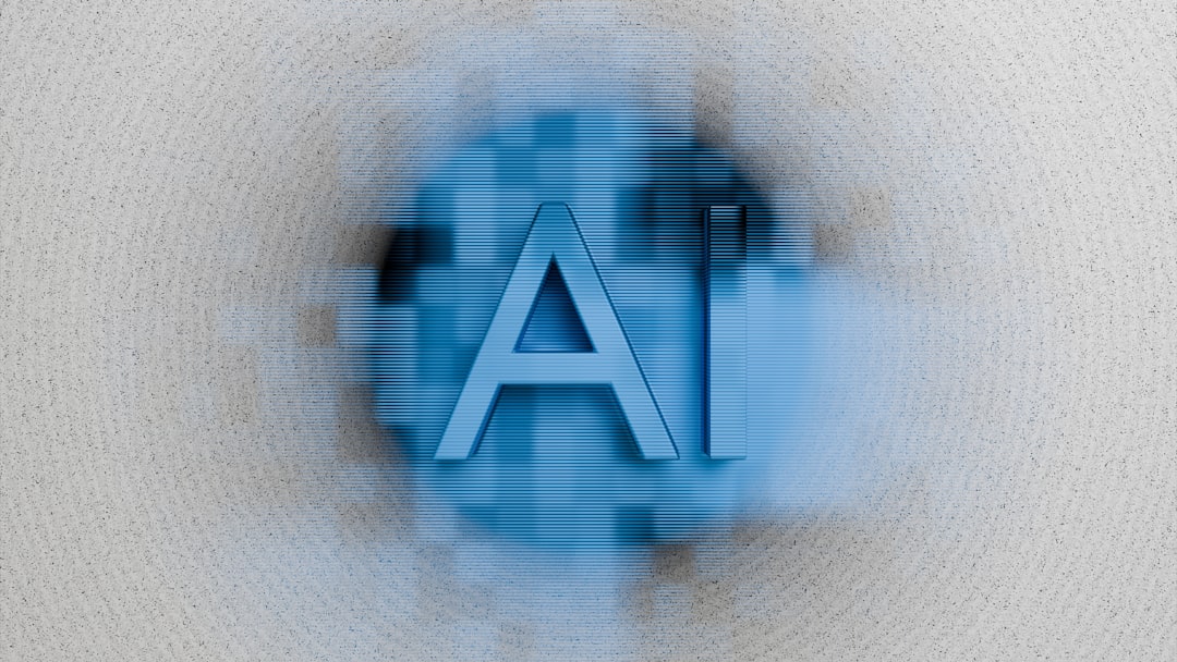 Abstract AI letters displayed on a blurred technology background
