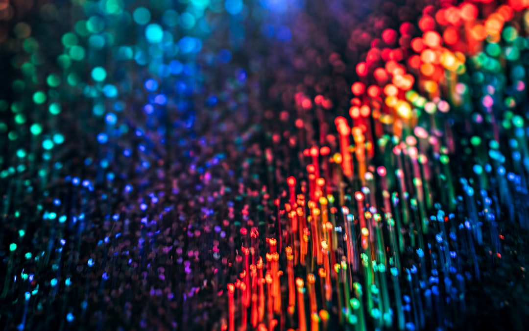 Colorful abstract light trails representing high-speed data connections