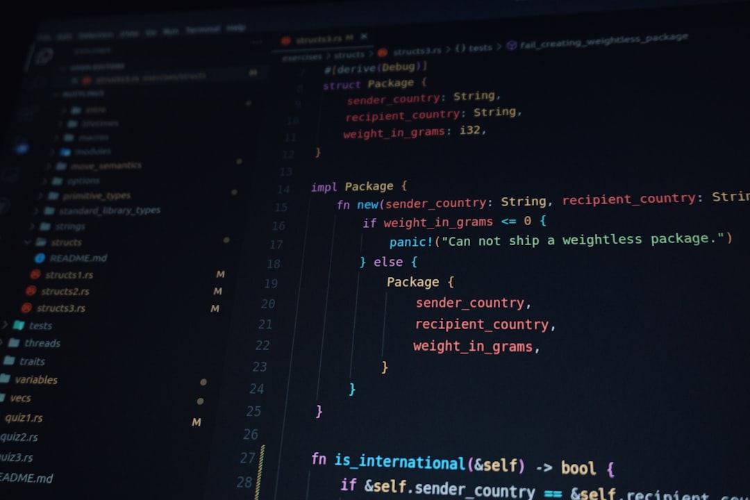 Code editor displaying software development work on a dark screen