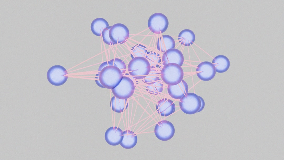 Abstract 3D visualization of interconnected spheres representing a neural network