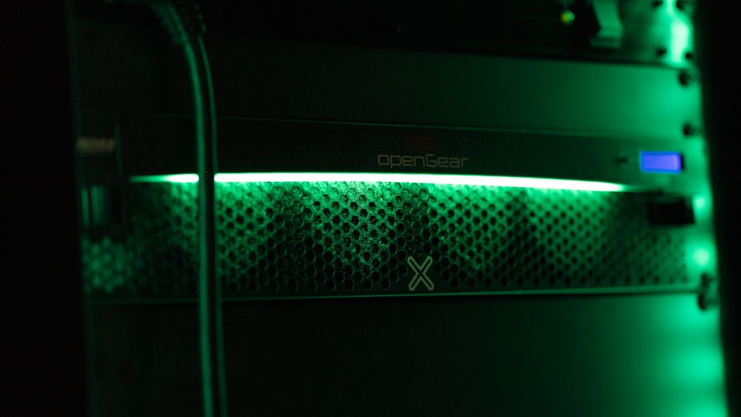 Server infrastructure with green indicator lights representing a secure and controlled environment for enterprise AI experimentation