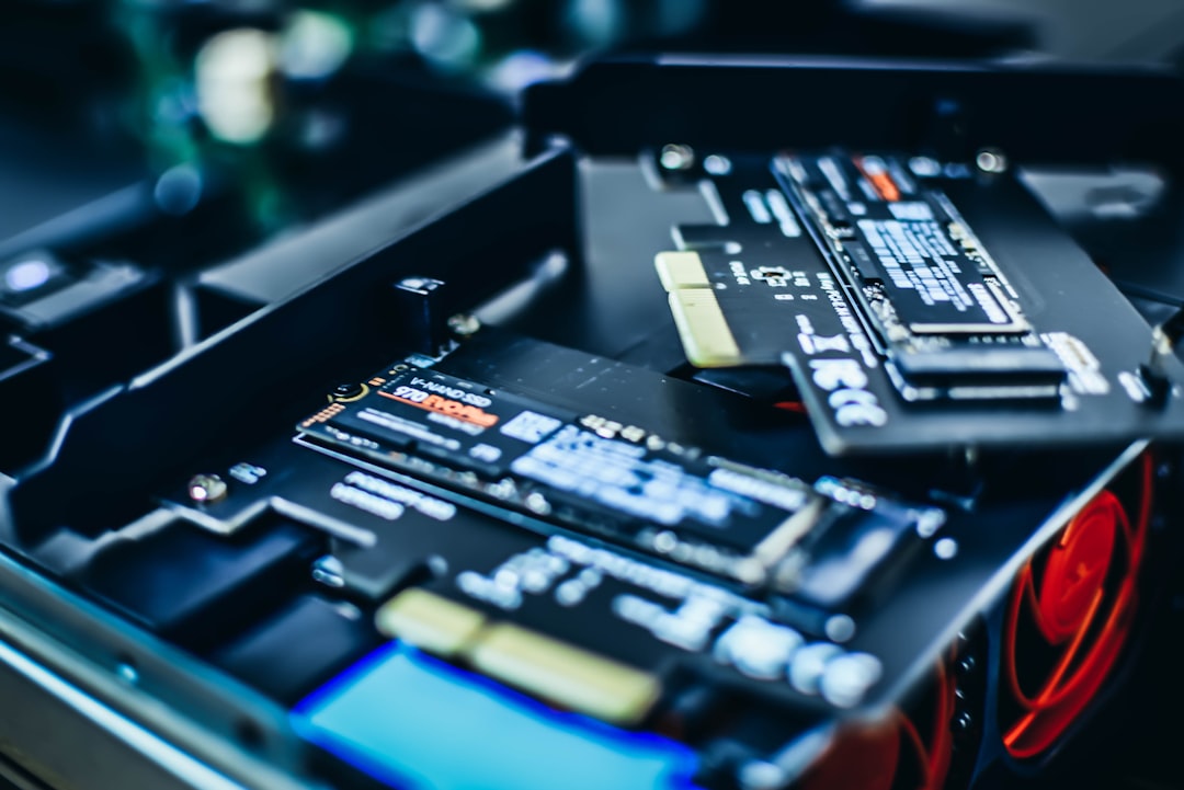 Close-up of a computer motherboard representing edge computing hardware