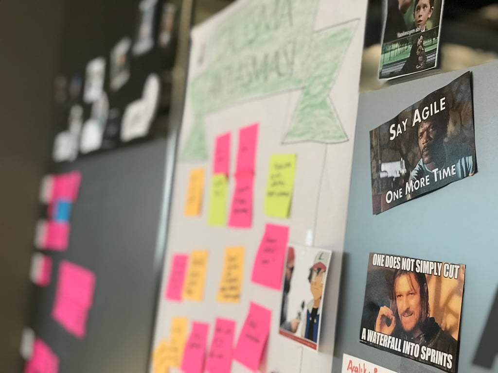 Post-its and some stickers from an agile training